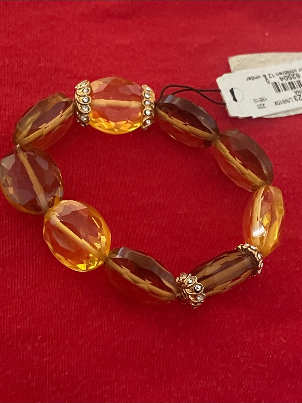 Monet Yellow Faceted Crystal Stretch Bracelet with Rhinestone Spacers
